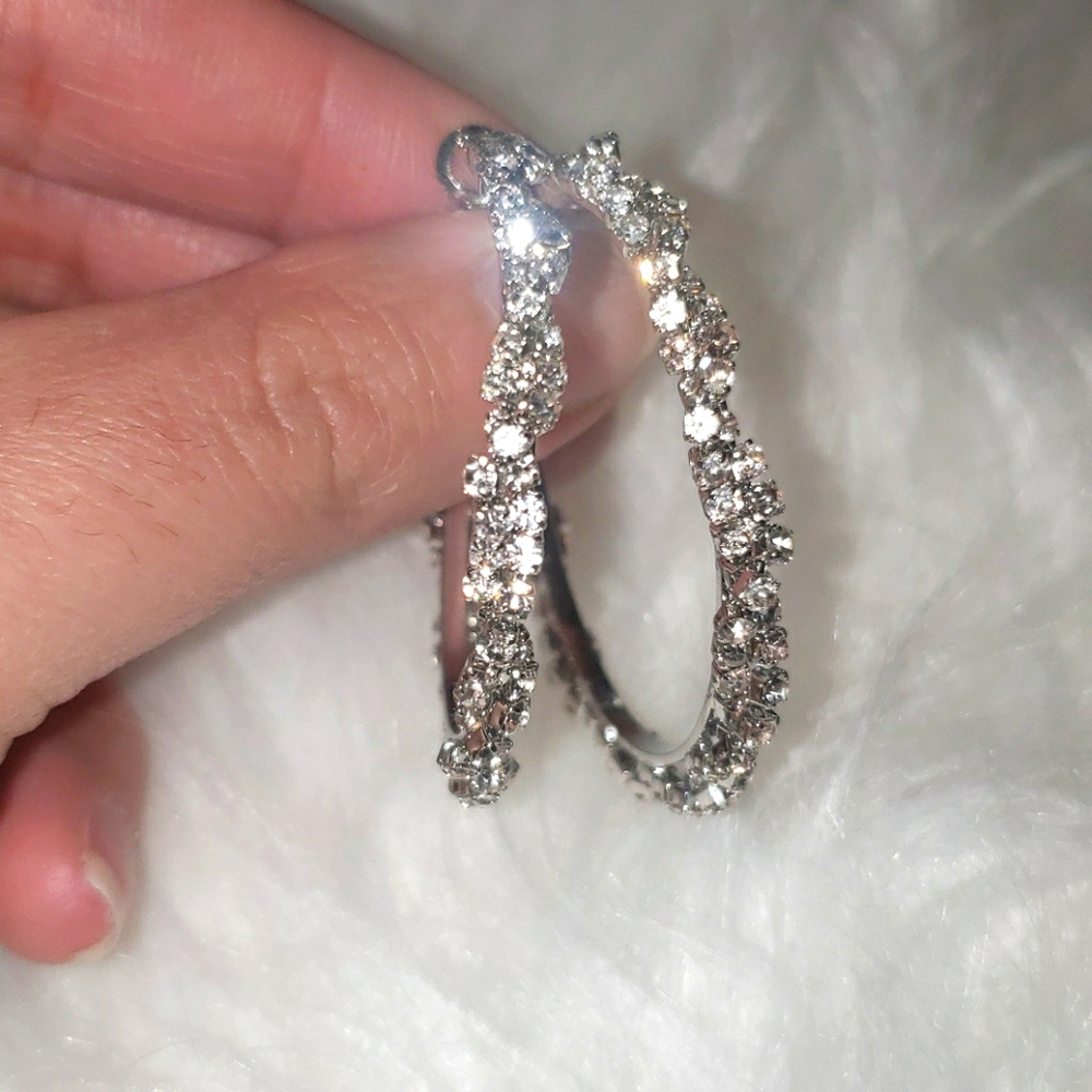 Diamond Crossed Hoop Earrings